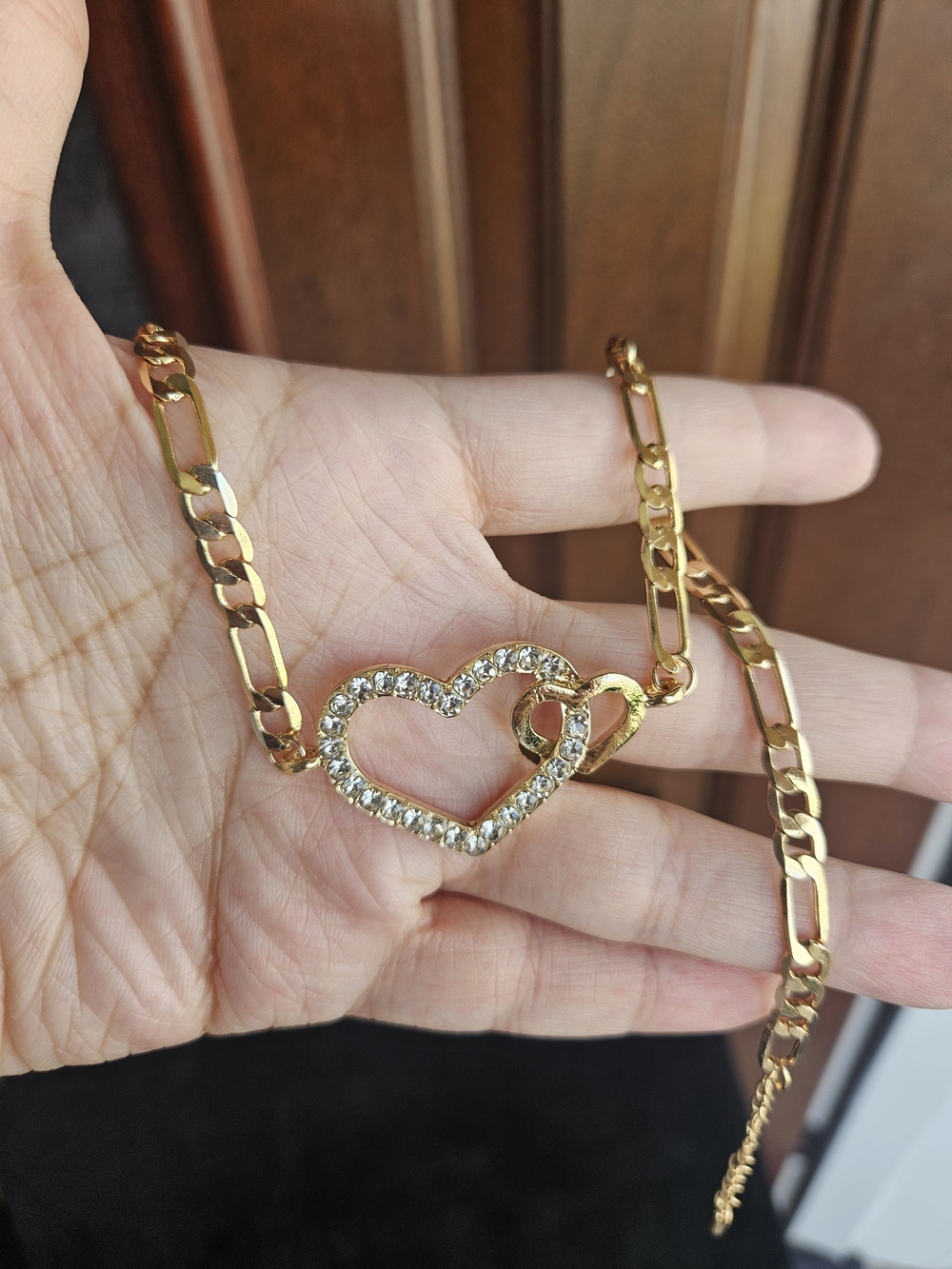 Gold Plated Heart Crystal Link Necklace Shocker